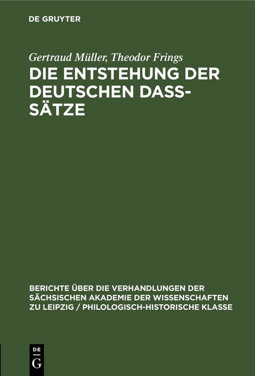 Produktbild: Die Entstehung der deutschen da&szlig;-S&auml;tze