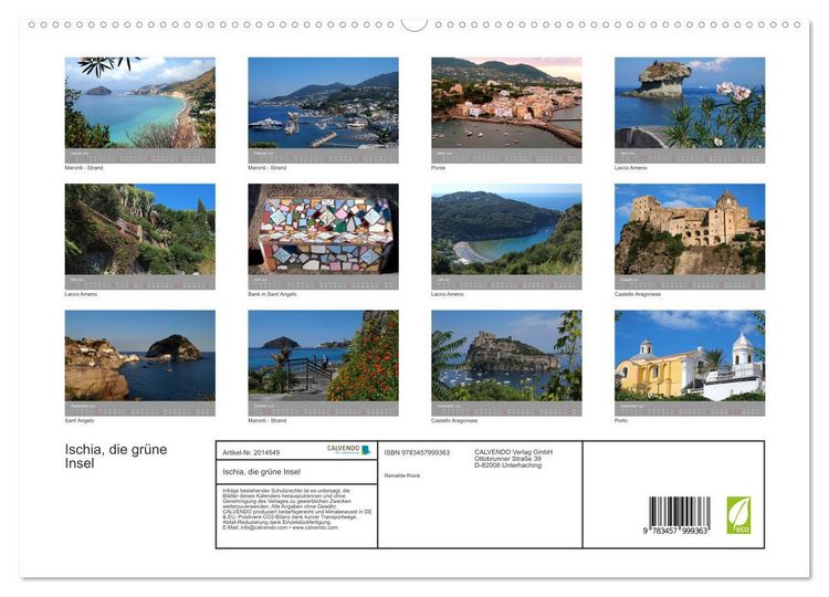 Produktbild: Ischia, die gr&uuml;ne Insel (hochwertiger Premium Wandkalender 2026 DIN A2 quer), Kunstdruck in Hochglanz