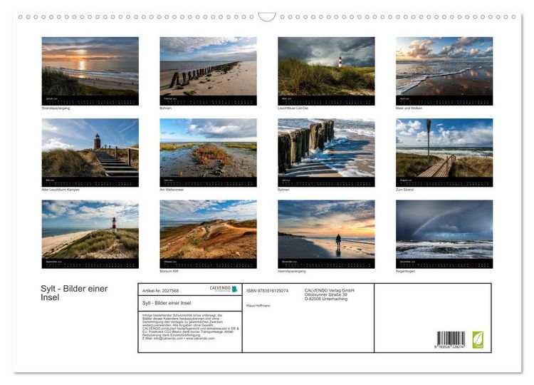 Produktbild: Sylt - Bilder einer Insel (Wandkalender 2026 DIN A2 quer), CALVENDO Monatskalender