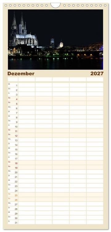 Produktbild: Familienplaner 2027 - K&ouml;ln bei Nacht mit 5 Spalten (Wandkalender, 21 x 45 cm) CALVENDO