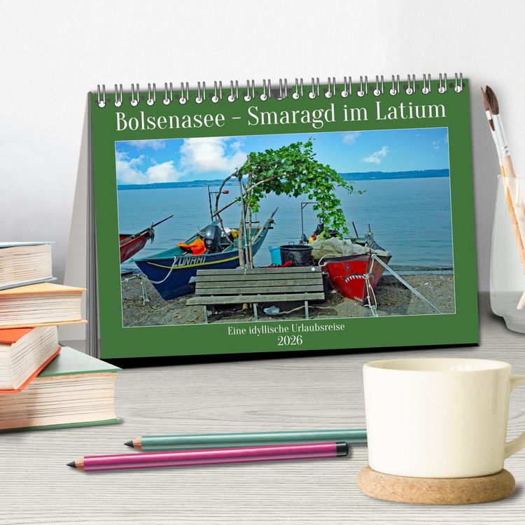Produktbild: Bolsenasee Smaragd im Latium (Tischkalender 2026 DIN A5 quer), CALVENDO Monatskalender