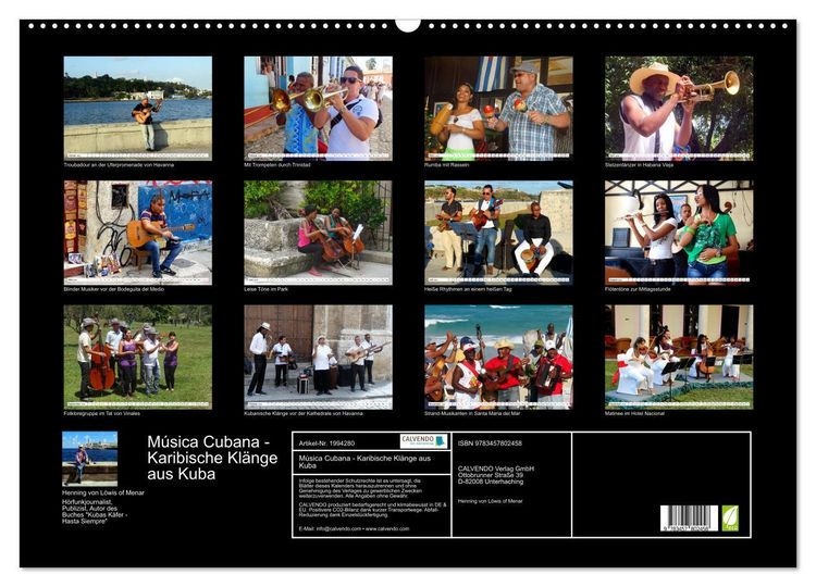 Produktbild: M&uacute;sica Cubana - Karibische Kl&auml;nge aus Kuba (Wandkalender 2026 DIN A2 quer), CALVENDO Monatskalender