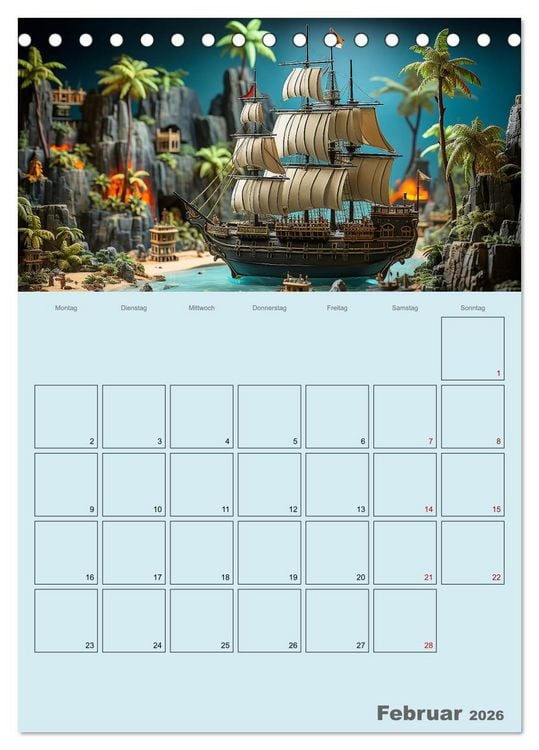 Produktbild: Schiffe, Fische und Piraten (Tischkalender 2026 DIN A5 hoch), CALVENDO Monatskalender