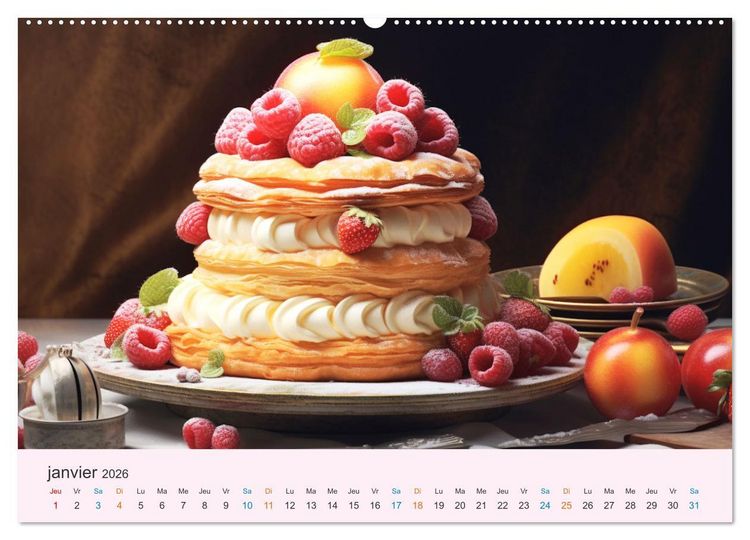 Produktbild: Les d&eacute;lices du temps (Calendrier mural 2026 DIN A2 vertical) calendrier de bureau