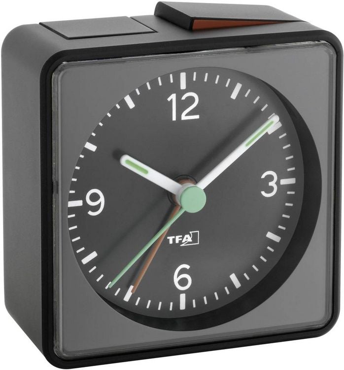 Produktbild: TFA Dostmann 60.1013.01 Quarz Wecker Schwarz Alarmzeiten 1 Fluoreszierend Zeiger