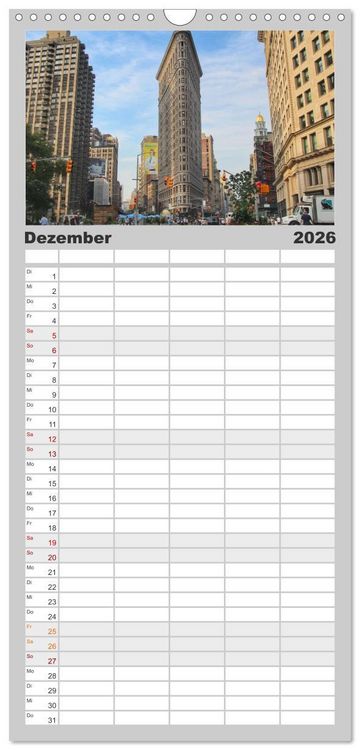 Produktbild: Familienplaner 2026 - Streets of New York - Zu Fu&szlig; durch die Metropole der Superlative mit 5 Spalten (Wandkalender, 21 x 45 cm) CALVENDO