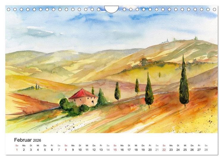 Produktbild: Toskana Aquarelle (Wandkalender 2026 DIN A4 quer), CALVENDO Monatskalender