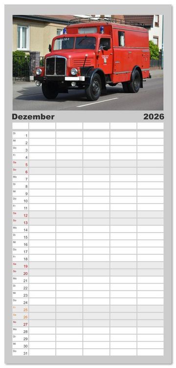 Produktbild: Familienplaner 2026 - DDR Feuerwehr Klassiker mit 5 Spalten (Wandkalender, 21 x 45 cm) CALVENDO