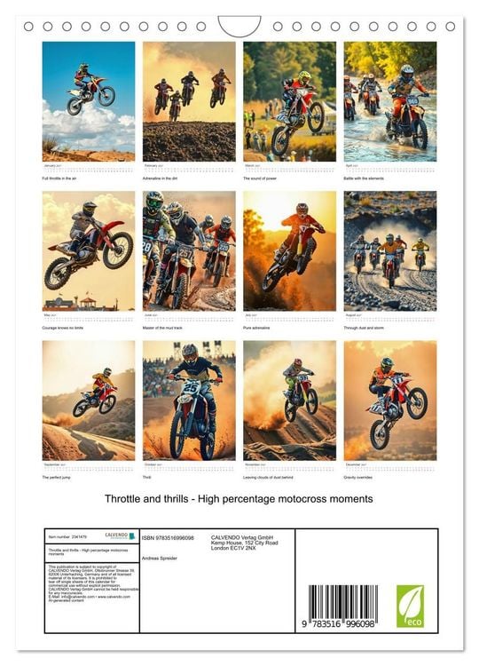 Produktbild: Throttle and thrills - High percentage motocross moments (Wall Calendar 2027 DIN A4 portrait), CALVENDO 12 Month Wall Calendar
