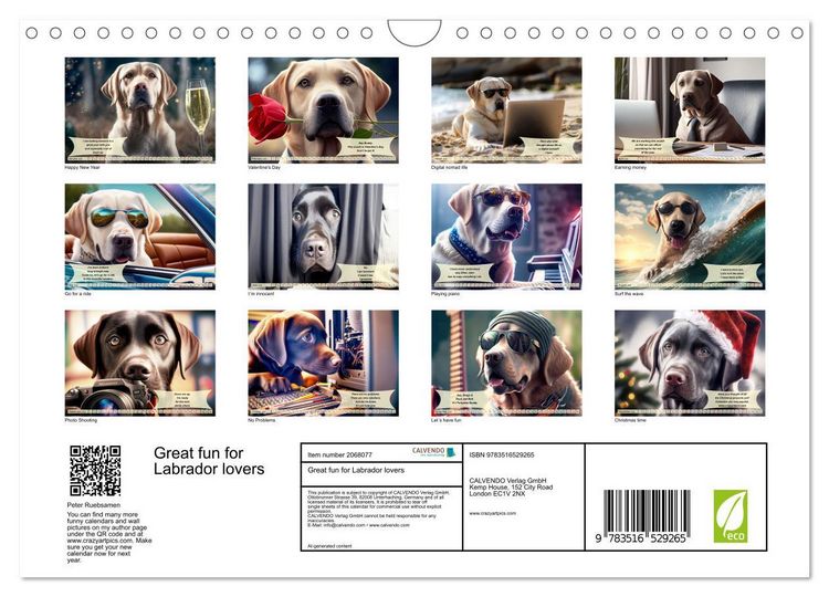 Produktbild: Great fun for Labrador lovers (Wall Calendar 2026 DIN A4 landscape), CALVENDO 12 Month Wall Calendar