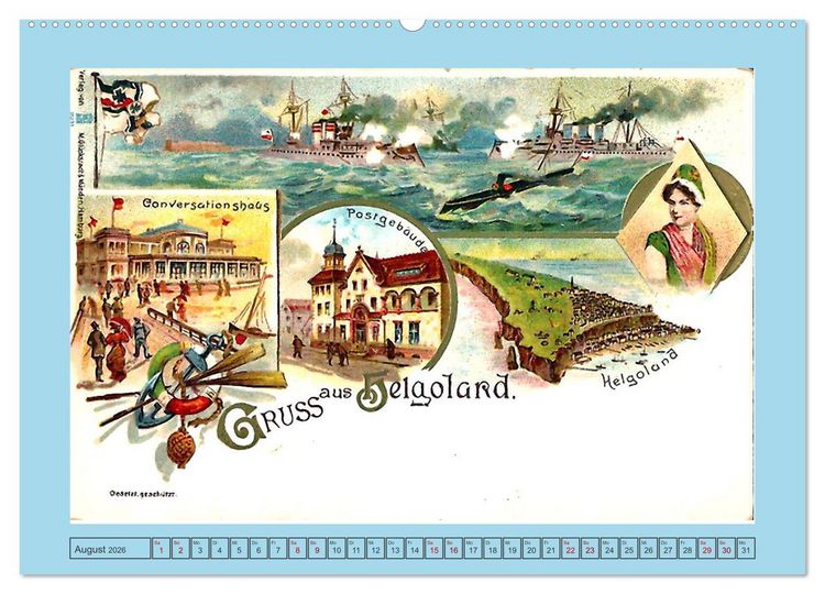 Produktbild: Gru&szlig; aus Helgoland (hochwertiger Premium Wandkalender 2026 DIN A2 quer), Kunstdruck in Hochglanz