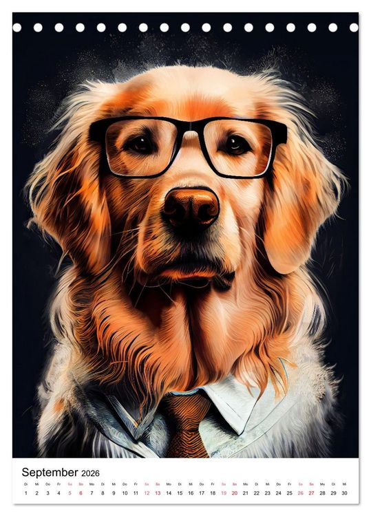 Produktbild: Hunde im Hipster Stil (Tischkalender 2026 DIN A5 hoch), CALVENDO Monatskalender