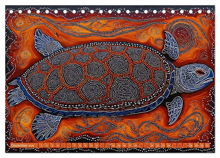 Produktbild: Traumzeit - KI-generierte Aborigine-Kunst aus dem Herzen Australiens (Tischkalender 2026 DIN A5 quer), CALVENDO Monatskalender