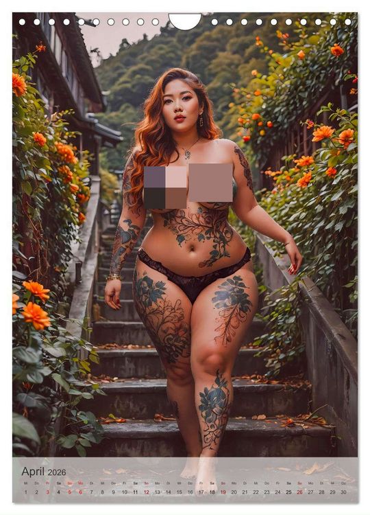 Produktbild: Verf&uuml;hrerische Momente - Kurven und Tattoos (Wandkalender 2026 DIN A4 hoch), CALVENDO Monatskalender