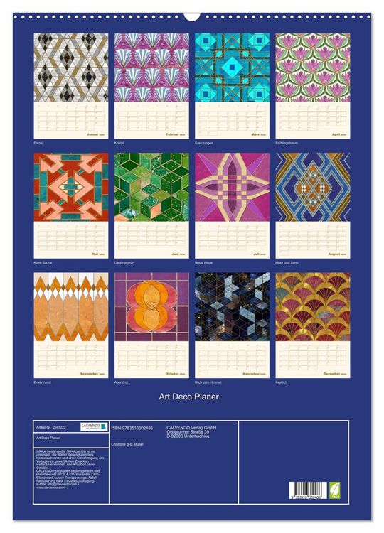 Produktbild: Art Deco Planer (Wandkalender 2026 DIN A2 hoch), CALVENDO Monatskalender