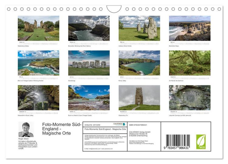 Produktbild: Foto-Momente S&uuml;d-England - Magische Orte (Wandkalender 2026 DIN A4 quer), CALVENDO Monatskalender