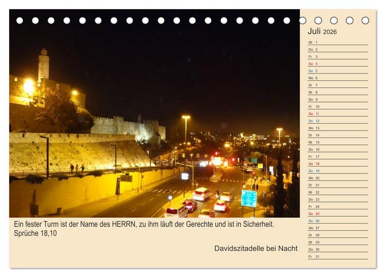 Produktbild: Jerusalem mit Bibelversen / Geburtstagsplaner (Tischkalender 2026 DIN A5 quer), CALVENDO Monatskalender