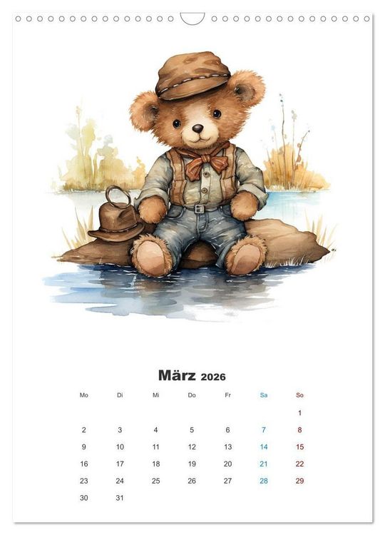 Produktbild: Petri Heil, Taddy! (Wandkalender 2026 DIN A3 hoch), CALVENDO Monatskalender