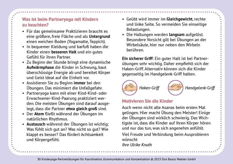 Produktbild: 30 Kinderyoga-Partner&uuml;bungen f&uuml;r Koordination, Kommunikation und Konzentration