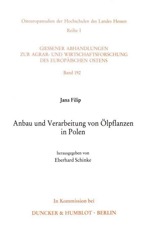 Produktbild: Anbau und Verarbeitung von &Ouml;lpflanzen in Polen.