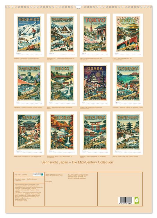 Produktbild: Sehnsucht Japan &ndash; Die Mid-Century Collection (Wandkalender 2027 DIN A2 hoch), CALVENDO Monatskalender