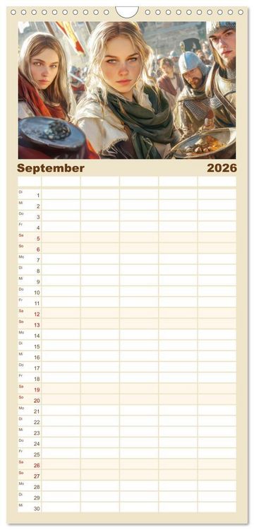 Produktbild: Familienplaner 2026 - Mittelalter - Ein Blick in diese Zeit mit 5 Spalten (Wandkalender, 21 x 45 cm) CALVENDO