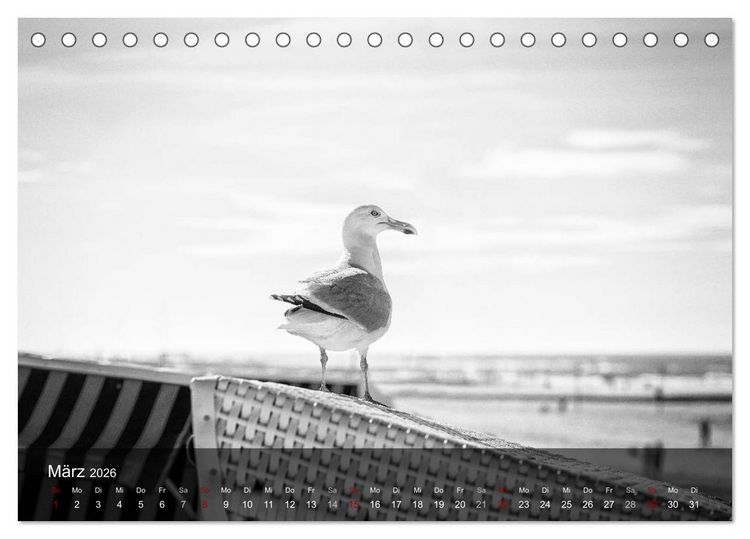 Produktbild: Wangerooge Noir (Tischkalender 2026 DIN A5 quer), CALVENDO Monatskalender