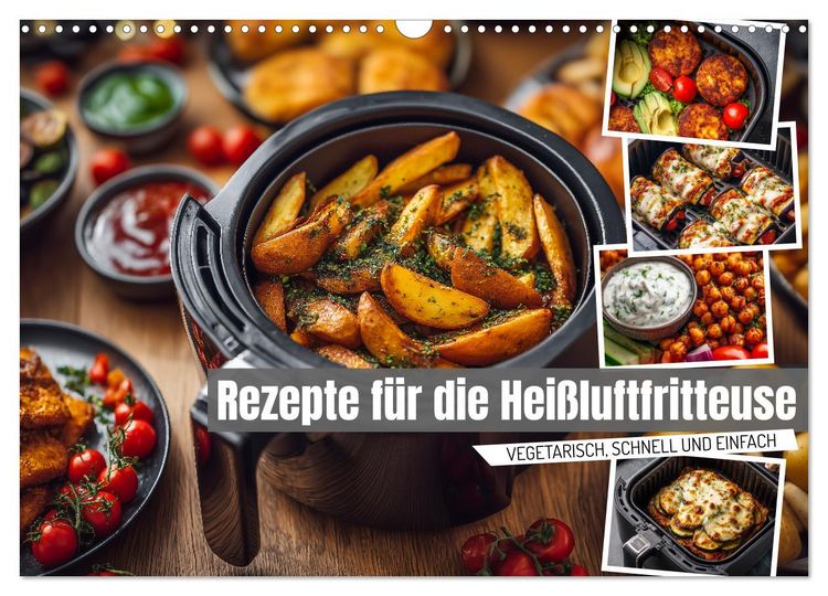 Produktbild: Rezepte f&uuml;r die Hei&szlig;luftfritteuse - vegetarisch, schnell und einfach (Wandkalender 2026 DIN A3 quer), CALVENDO Monatskalender