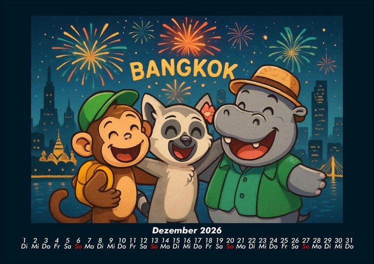 Produktbild: Milo, Lulu & Sash in Bangkok 2026 Fotokalender DIN A4