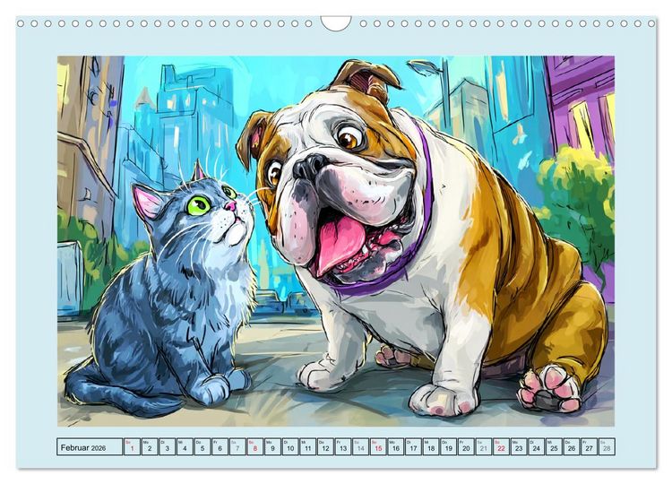 Produktbild: Bulldoggen. Lustige Cartoons von beliebten Charakterk&ouml;pfen (Wandkalender 2026 DIN A3 quer), CALVENDO Monatskalender