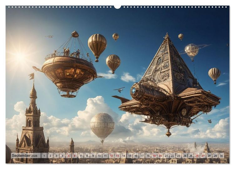 Produktbild: Steampunk - fantastische Flugger&auml;te (Wandkalender 2026 DIN A2 quer), CALVENDO Monatskalender