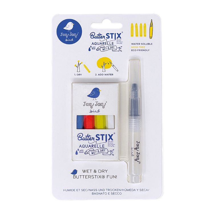 Produktbild: 4 Kreide Butterstix mit Wasserstift aquarell