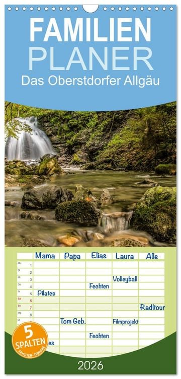 Produktbild: Familienplaner 2026 - Das Oberstdorfer Allg&auml;u mit 5 Spalten (Wandkalender, 21 x 45 cm) CALVENDO