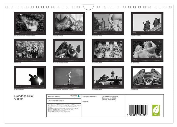 Produktbild: Dresdens stille Gesten (Wandkalender 2026 DIN A4 quer), CALVENDO Monatskalender