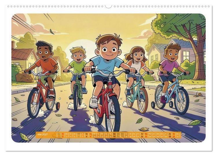 Produktbild: Mein erstes Fahrrad - Comic (hochwertiger Premium Wandkalender 2027 DIN A2 quer), Kunstdruck in Hochglanz