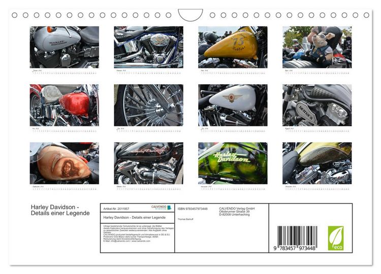 Produktbild: Harley Davidson - Details einer Legende (Wandkalender 2026 DIN A4 quer), CALVENDO Monatskalender