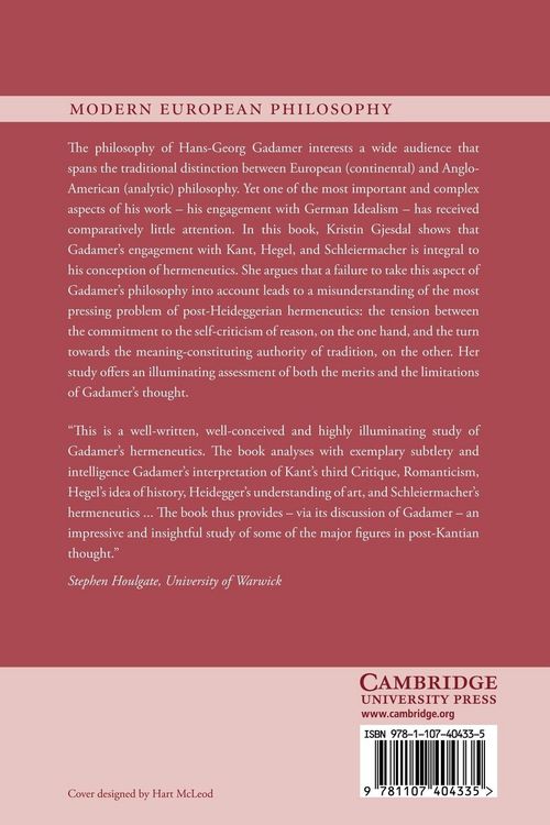 Produktbild: Gadamer and the Legacy of German Idealism