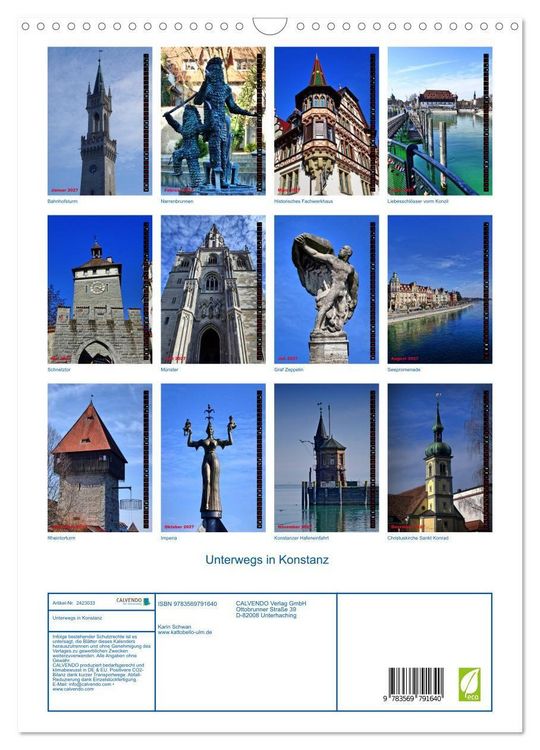 Produktbild: Unterwegs in Konstanz (Wandkalender 2027 DIN A3 hoch), CALVENDO Monatskalender