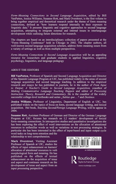 Produktbild: Form-Meaning Connections in Second Language Acquisition