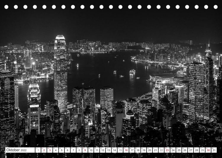 Produktbild: Hongkong - Die Metropole am s&uuml;dchinesischen Meer in Schwarzwei&szlig; (Tischkalender 2022 DIN A5 quer)