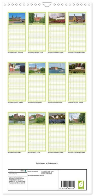 Produktbild: Familienplaner 2026 - Schl&ouml;sser in D&auml;nemark mit 5 Spalten (Wandkalender, 21 x 45 cm) CALVENDO
