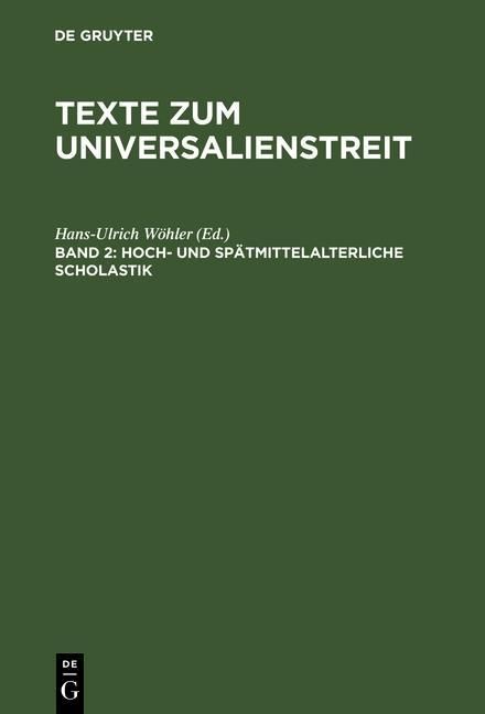 Produktbild: Hoch- und sp&auml;tmittelalterliche Scholastik