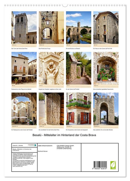 Produktbild: Besal&uacute; - Mittelalter im Hinterland der Costa Brava (hochwertiger Premium Wandkalender 2026 DIN A2 hoch), Kunstdruck in Hochglanz