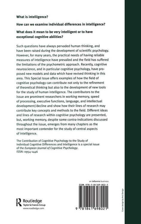 Produktbild: The Contribution of Cognitive Psychology to the Study of Individual Cognitive Differences and Intelligence