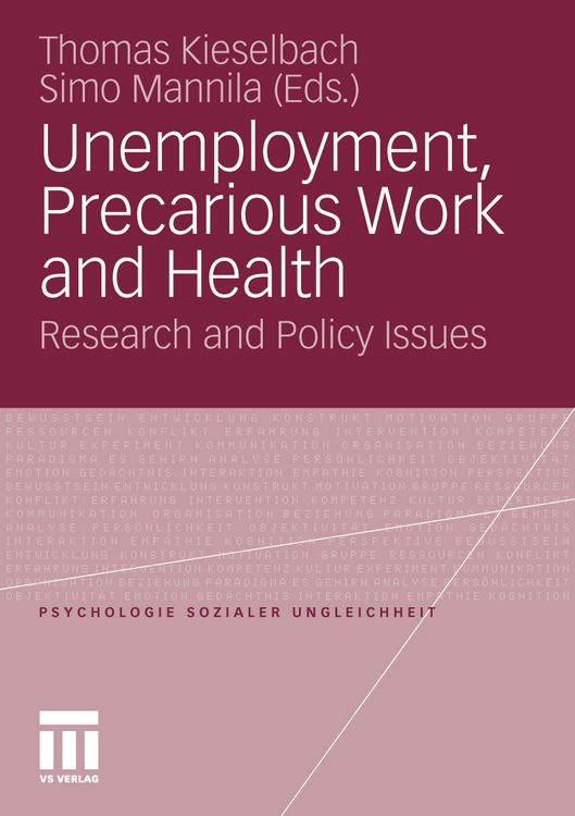 Produktbild: Unemployment, Precarious Work and Health