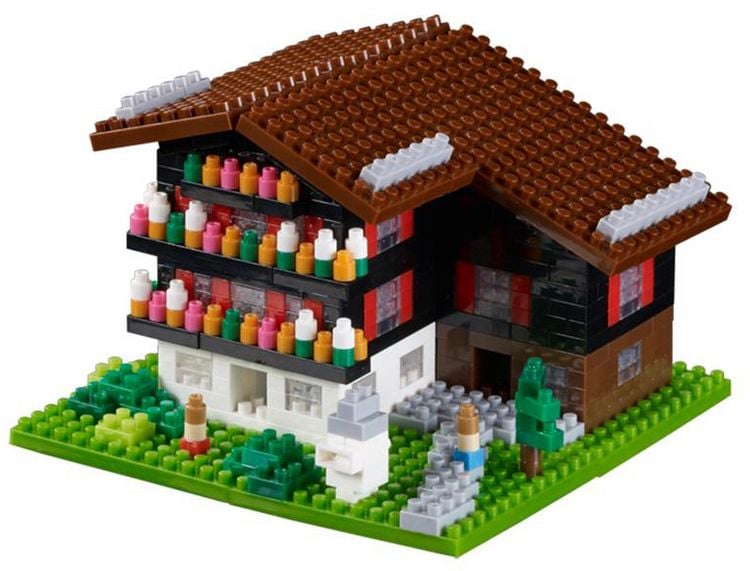 Produktbild: BRIXIES 200158 - Schweizer Chalet, 3D Konstruktionsbausatz aus Ministeinen, 441 Teile