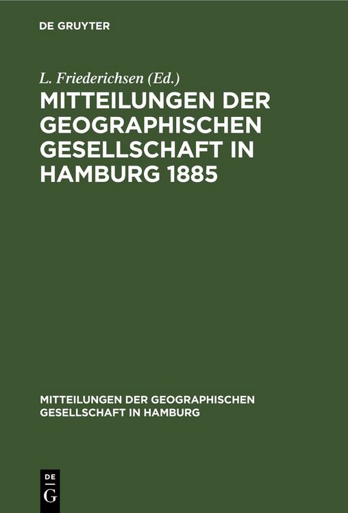 Produktbild: Mitteilungen der Geographischen Gesellschaft in Hamburg 1885
