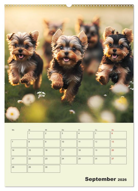Produktbild: Yorkshire Terrier. Fr&ouml;hliche Energieb&uuml;ndel in Aktion (hochwertiger Premium Wandkalender 2026 DIN A2 hoch), Kunstdruck in Hochglanz