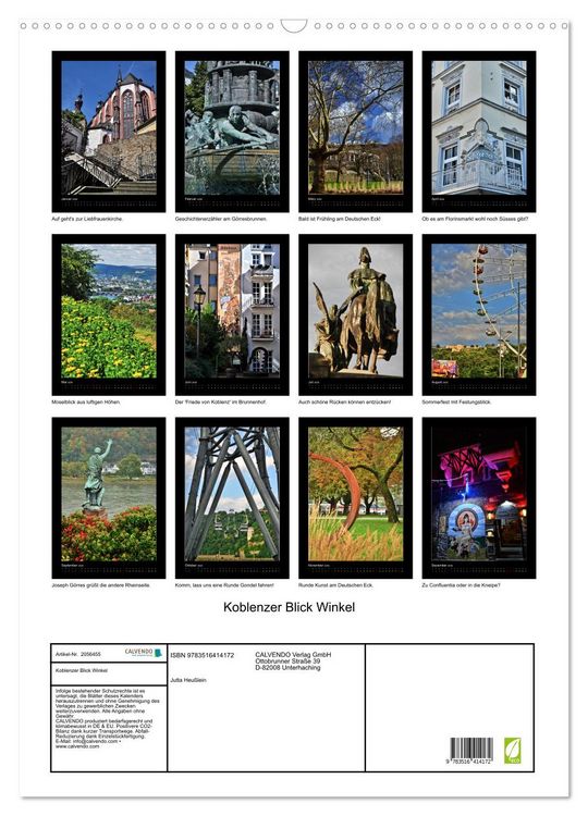Produktbild: Koblenzer Blick Winkel (Wandkalender 2026 DIN A2 hoch), CALVENDO Monatskalender