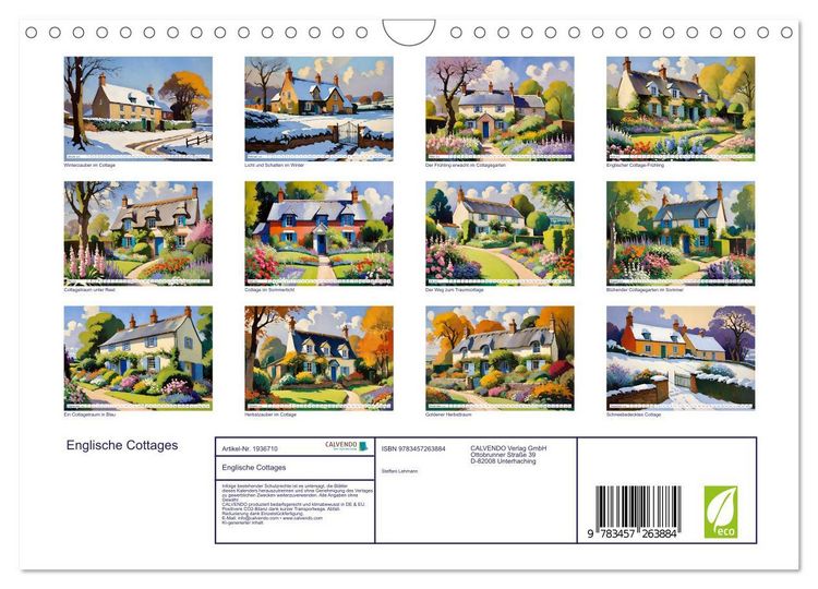 Produktbild: Englische Cottages (Wandkalender 2026 DIN A4 quer), CALVENDO Monatskalender